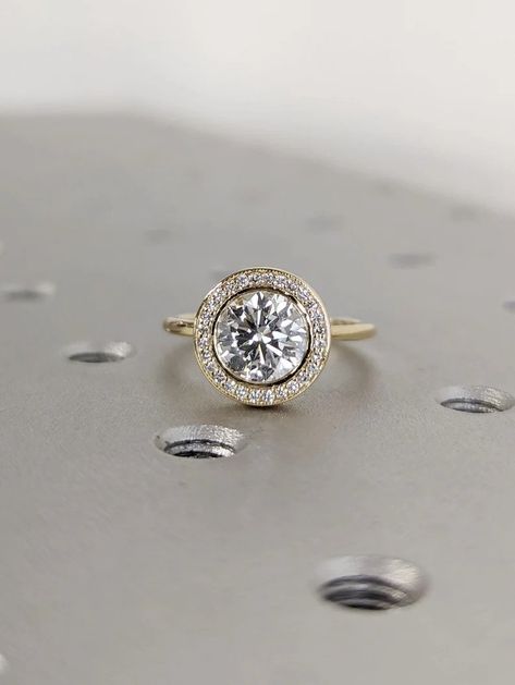 MAIN STONE Type: Braverman Moissanite Cut: Round Color: D Clarity: VVS #Bezel #Set #1.5ct #Round #Moissanite #Engagement #Ring #14K #Yellow #Gold #Diamond #Halo #Promise #Ring #Custom #Wedding #Anniversary #Ring #for #Her #moissanite #ring #round #moissanite #diamond #halo #ring #engagement #ring #promise #ring #wedding #ring #statement #ring #custom #ring #unique #rings #moissanite #solitaire #gold #ring #vintage #women #ring #anniversary #ring Bezel Halo Engagement Ring, Round Bezel Engagement Ring, Year Ring, Engagement Ring Types, Anniversary Rings For Her, Round Moissanite Engagement Ring, Wedding Anniversary Ring, Round Halo Engagement Rings, Bling Ring