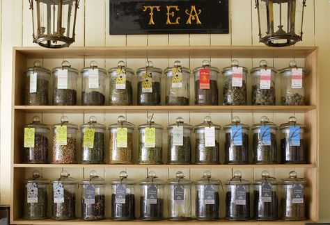 Herb Collection, Tea Display, Tea Station, Cha Bar, Tea Cafe, Tea Store, Tea Jar, Casa Vintage, Tea Storage