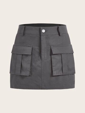 Search gorpcore | SHEIN USA Short Summer Skirts, Cargo Skirt, Gray Skirt, Casual Skirts, Inspiration Mode, Skirts With Pockets, Look Chic, Body Positivity, Fashion Online Shop