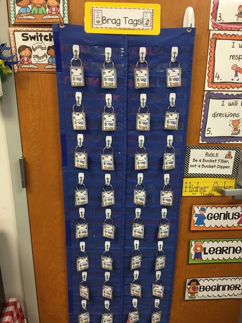 My Brag Tag Display Brag Tags Display, Kindergarten Management, Classroom Reward System, School Discipline, Preschool Behavior, Classroom Incentives, Classroom Discipline, Behavior Incentives, Brag Tags