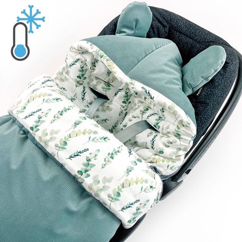 3in1 Winter impact blanket / sleeping bag VELVET for stroller, cradle, baby carrier car seat The substances for this combination of substances are very rare. Design: EUCALYPTUS + SAGE * with soft jersey fabric with GOTS certificate! * for children 0-6 months or up to 9 kg * Dimensions: 76 x 45 cm - 3 cm) * 100% cotton with ÖKO-TEX certificate * Filling: anti-allergic silicone polyester filling * has two zips so that the front flap can be completely removed * delicate, soft and breathable * Suita Car Seat Bag, Car Seat Blanket, Infant Car Seat Cover, Baby Sewing Projects, Baby Necessities, Kids Couture, Baby Seat, Baby Sleeping Bag, Blanket Wrap