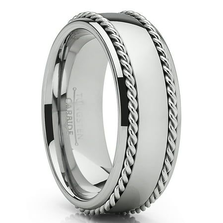 Tungsten Carbide is ranked second hardest next to diamond on the Mohs scale, diamond being a 10 followed by Tungsten Carbide as 9. All of our Tungsten rings are Cobalt Free and hypoallergenic. Our rings will not cause skin irritations or turn your fingers green. Due to the Hardness of Tungsten, these rings can be laser engraved, but not hand engraved. All ring come with a 30 days 100% Money Back Guarantee and a FREE ring Box. Size: 7.  Color: Silver.  Gender: male.  Age Group: adult. Tungsten Carbide Mens Rings, Engraved Silver Ring, Meteorite Wedding Band, Black Tungsten Wedding Band, Modern Wedding Band, Titanium Rings For Men, Mens Wedding Bands Unique, Promise Rings For Guys, Mens Wedding Bands Tungsten