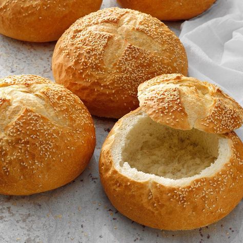 Easy Bread Bowls, Sourdough Boule Recipe, Cooking Ham, Quick And Easy Bread, Homemade Bread Bowls, Bread Bowl Recipe, Bread Bowl, Best Bread Recipe, Panera Bread