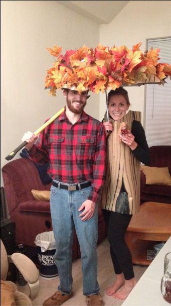 Couple costume- lumberjack and tree Sully And Boo Costume, Fairly Odd Parents Costume, Tree Halloween Costume, Wanda Costume, Lumberjack Costume, Stitch Halloween Costume, Cool Couple Halloween Costumes, Cool Couples, Fireman Costume