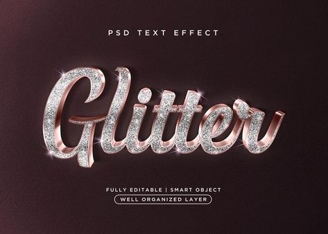 Glitter Logo Design, 2025 Logo, Glitter Typography, White Paper Texture Background, Text Effect Photoshop, Embossed Text, Logo Banner, Glitter Logo, Glitter Text