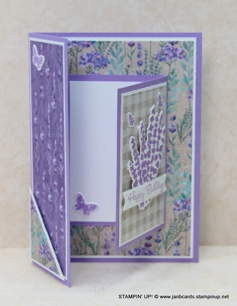 Winter Meadow, Joy Fold Card, Painted Lavender, Designer Paper Cards, Card Sketches Templates, Fancy Fold Card Tutorials, Card Making Templates, Gatefold Cards, Fun Folds