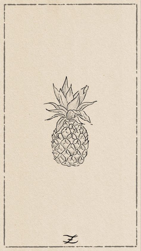 Coconut Tattoo Design, Pina Colada Tattoo, Small Pineapple Tattoo, Pineapple Doodle, Pineapple Tattoo Ideas, Pineapple Sketch, Pinapple Tattoos, Small Colorful Tattoos, Apple Tattoo