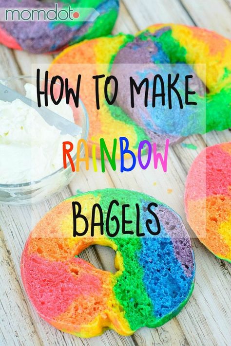 Rainbow Bagel Recipe, Jello Parfait, Rainbow Bagel, Rainbow Bagels, Rainbow Jello, Bagels Recipe, Bagel Recipe, Rainbow Food, Simple Recipe