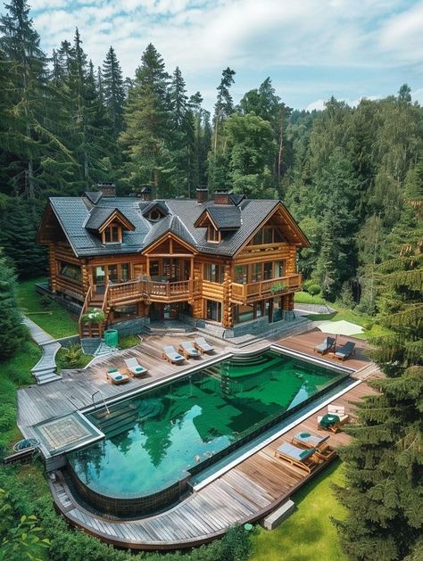 Log Cabin Living Stone And Log Homes, Log Cabin Outside, Log Cabin House Exterior, Cabin House Exterior, Log Cabin Homes Interior Decor, Log Cabin Mansions, Cabin Homes Interior, House Types, Big Cabin