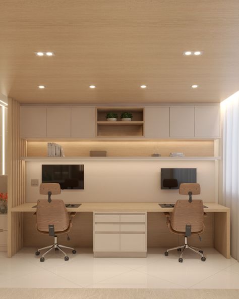 Contemporary Apartment Design, 2 Desk Home Office, Computer Room Ideas, Office Home Ideas, Office Room Ideas Home, Home Office For 2, Office Room Design Ideas, House Office Design, Modern Office Space Design