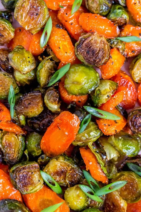 Balsamic Carrots, Glazed Brussels Sprouts, Carrots Roasted, Maple Glazed Carrots, Pressure Cooking Today, Roasted Sprouts, Roasted Vegetable Recipes, Roasted Brussel, Roasted Brussels Sprouts