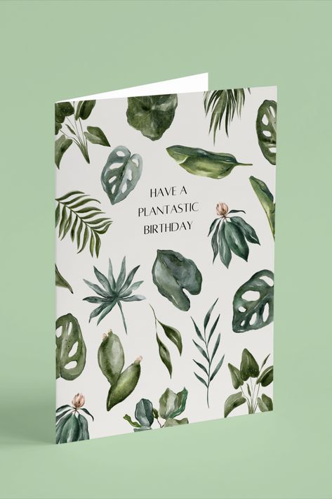 Plant Birthday Card, Watercolour Birthday Card, Jungle Plants, Farewell Cards, Watercolor Birthday Cards, 18th Birthday Cards, Card Inspo, Birthday Gift Cards, Watercolor Birthday