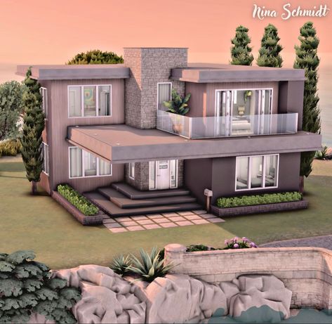 Sims 4 Family House, Casas The Sims Freeplay, Sims 4 Modern House, Modern Minecraft Houses, Sims 4 Houses Layout, Modern Family House, Sims Freeplay Houses, Minecraft House Plans, Villain Aesthetic