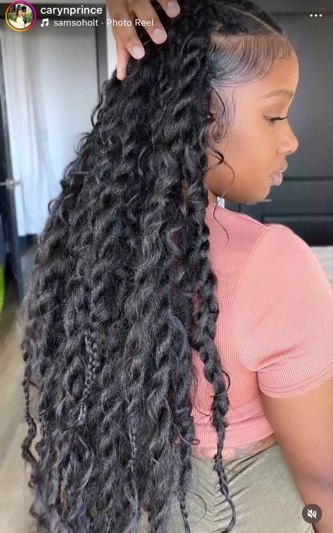 Ginger Jumbo Twists, Long Chunky Twists, Twists Black Women Natural Hair, Jumbo Boho Passion Twists, Boho Cuban Twist, Jumbo Twists With Curls, Protective Natural Hair Styles For Black Women, Big Faux Locs, Crotchet Braids Styles Hairstyles