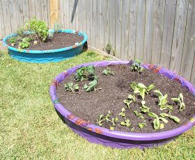 Kiddie Pool Garden, Plastic Kids Pool, Pool Planters, Raised Veggie Gardens, Plastic Swimming Pool, Pool Plants, Vegetable Garden Raised Beds, Diy Raised Garden, Yard Sales