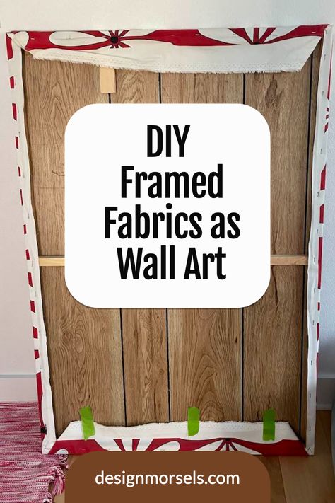 DIY framed frabrics as wall art Fabric In A Frame, Upholstery Fabric Wall Art, Fabric Wrapped Canvas Wall Decor Diy Art, Fabric Over Canvas Wall Decor, Using Fabric As Wall Art, Fabric On Walls Ideas, Hanging Fabric Art, How To Frame Fabric Wall Art, Diy Shower Curtain Wall Art