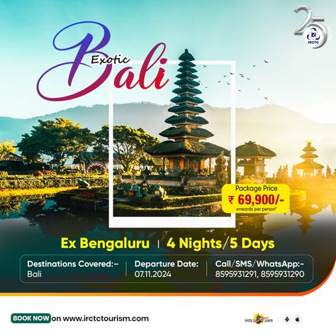 Escape to Bali and seas the day!!

Package Inclusions:
- Flight Tickets
- 4 Star Accommodation
- Scrumptious Meals
- Transfers & Sightseeing
- Tour Escort
- Overseas Travel Insurance
- All Applicable Taxes 

Book this euphoric trip with IRCTC Tourism in just ₹69,900/- onwards pp*. For more information, visit https://www.irctctourism.com/pacakage_description?packageCode=SBO15

(packageCode=SBO15)

#IRCTCForYou #ThinkTravelThinkIRCTC #IRCTCAt25 #Bali #VisitBali #TourPackage #IRCTCPackage Bali Tour Packages, Tourism In India, Bali Tour, Seas The Day, Overseas Travel, Flight Tickets, Flight Ticket, Travel Tours, Incredible India