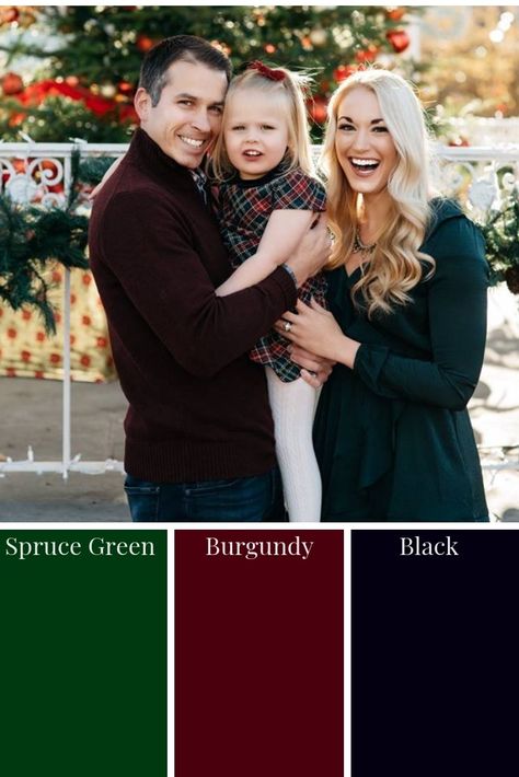 How To Get The Best Family Pictures for Your Holiday Cards | Family Holiday Outfits Color Scheme | www.styleherstrong.com Coordinating Outfits For Family Photos Christmas, Color Scheme For Christmas Pictures, Holiday Outfit Family Pictures, Christmas Color Family Pictures, Family Photos Color Scheme Winter, Green And Burgundy Family Photos, Family Christmas Photo Color Scheme, Green Plaid Christmas Outfit Family, Fall Family Pictures Outfits Red