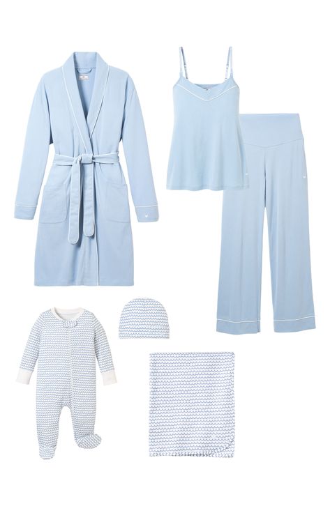 Petite Plume The New Mother Deluxe Maternity/Nursing Robe, Two-Piece Pajamas, Footie, Baby Blanket & Baby Hat Set available at #Nordstrom Nursing Robe, Matching Mom, Baby Pajamas, Hat Set, Maternity Nursing, Blanket Baby, Baby Hat, New Mothers, Pajama Top