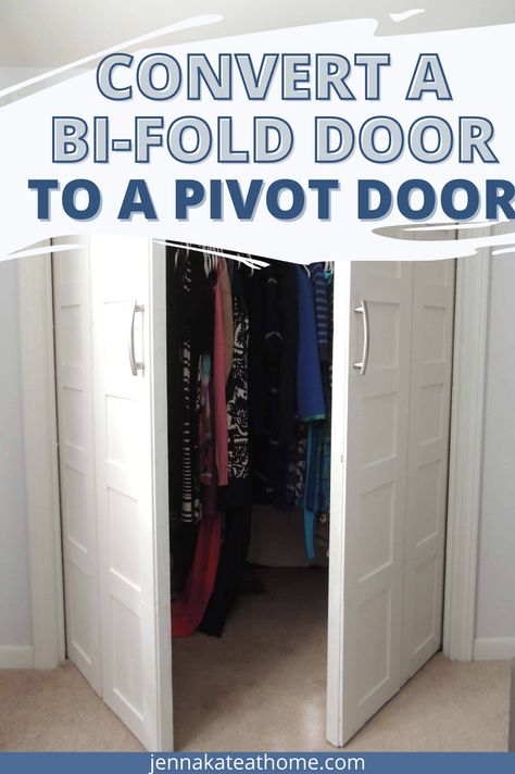 How To Turn Bifold Doors Into Sliding Doors, Magnetic Closet Door, Fold In Doors, Modern Farmhouse Bifold Closet Doors, Repurpose Folding Closet Doors, Closet Doors That Open Out, Swinging Closet Doors, Low Profile Closet Doors, Pantry Closet Doors Ideas