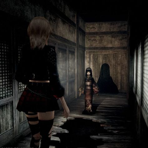 Dark Video Game Aesthetic, 2014 Era, Horror Protagonist, Rare Icons, Creepy Core, Arte Gif, Fatal Frame, Horror Stuff, Japanese Horror