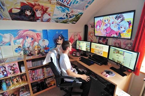 33 Images Oozing With Unbearable Cringe Japanese Room Ideas, Nerd Room, Otaku Room, Clean Memes, Top Anime, Anime Room, Kawaii Room, Room Setup, Bedroom Designs