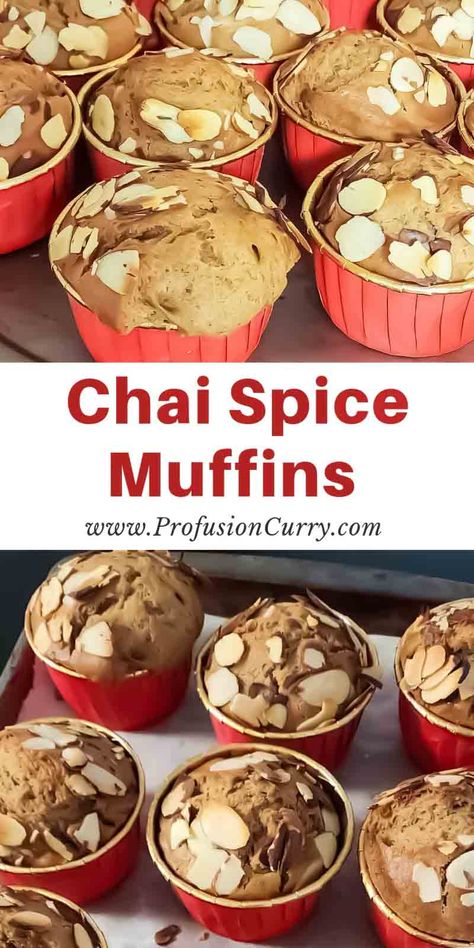 These easy-to-make Chai Spice Muffins blend the aromatic flavors of cinnamon, cardamom, and ginger for a deliciously cozy snack or breakfast option that's sure to satisfy. Recipes Using Cardamom, Chai Spice Dessert, Healthy Chai Muffins, Chai Spiced Desserts, Chai Spiced Muffins, Cardamom Tea Cake, Cardamom Recipes, Chai Muffins, Healthy Chocolate Pudding