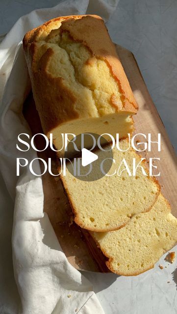 Emily🌾 on Instagram: "Sourdough Pound Cake   A classic buttery pound cake made with discard for a slight sourdough tang. Perfect plain or topped with a fruit component & whipped cream.   This recipe makes one loaf but can easily be doubled & baked in a bunt pan.   Recipe⬇️  1/2C. softened butter 1C. sugar 1/2C. sourdough discard-room temperature  1/2C. sour cream  1 1/2 tsp. vanilla  3 eggs 1 1/2C. AP flour 1/4tsp. salt 1 1/2tsp. baking powder   In a large bowl add the butter & sugar, mix with an electric mixer until fluffy. Mix in the sourdough discard, sour cream & vanilla. Add eggs one at a time & beat after each addition. Add the dry ingredients & mix until just combined. Pour for batter into a greased or parchment lined loaf pan. Bake 350 degrees for 45-60 minutes or until a toothpic Sourdough Discard Loaf Cake, Sourdough Pound Cake, Sourdough Pound Cake Recipe, Sourdough Cake Recipes, Sourdough Sweets, Sourdough Cake, Buttery Pound Cake, Discard Recipes, Pan Recipe