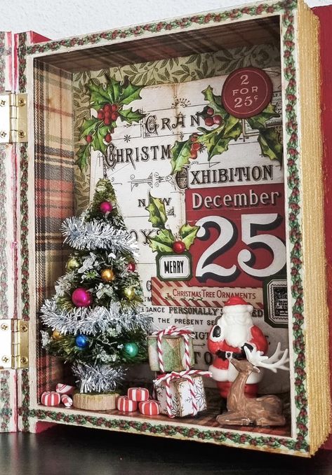 Things To Put In Shadow Boxes, Shadow Box With Ornaments, Tim Holtz Christmas Ideology, Tim Holtz Vignette Boxes, Christmas Shadow Box Ideas Diy, Xmas Shadow Box Ideas, Christmas Shadow Box Ideas Winter Scenes, Holiday Shadow Box Ideas, Cricut Christmas Shadow Box Ideas