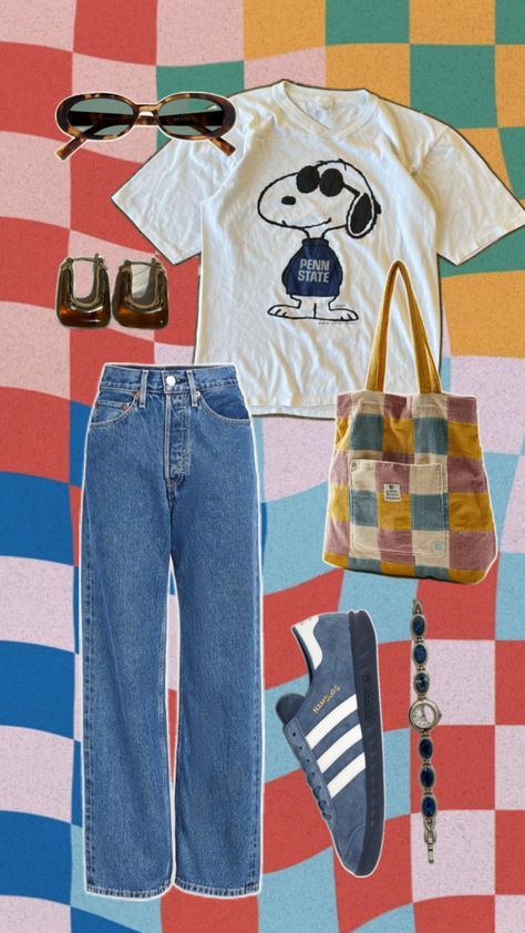 Snoopy Outfit, Inspiration Collage, Cool Girl Aesthetic, Looks Adidas, Curated Outfit, Skandinavian Fashion, Outfit Collage, Mode Ootd, Lookbook Outfits