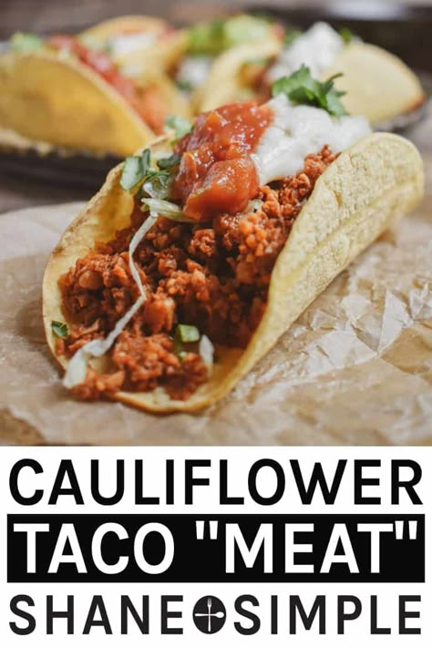 The BEST Vegan Cauliflower Mushroom Walnut Taco Meat. Low-fat, easy to make, healthy, plant-based, no oil, and ready in 20 minutes. #WFPBrecipe #VeganRecipe #plantbased #healthymeals #withoutoil #easyrecipe #cleaneating Vegan Taco Meat Recipe, Vegetarian Taco Filling, Vegan Bechamel, Walnut Taco Meat, Vegan Taco Meat, Taco Meat Recipe, Vegan Tacos Meat, Vegan Meat Substitutes, Cauliflower Mushroom