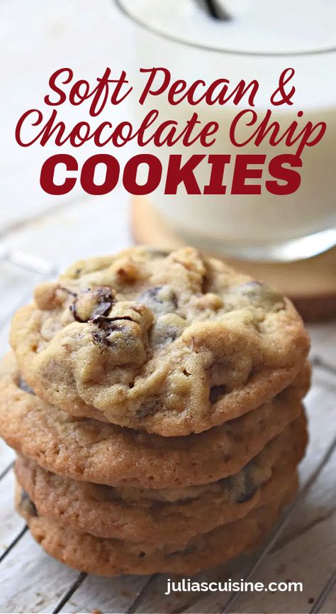 These Soft Pecan Chocolate Chip Cookies are just perfect. Buttery soft cookie filled with sweet chocolate chips and a chewy pecan nut. Give them a try! Pecan Chocolate Chip Cookies, Birthday Recipes, Bakers Delight, Pecan Chocolate, Cannibis Recipes, Pecan Desserts, Glaze Icing, Chocolate Chip Pecan Cookies, Best Chocolate Chip Cookies Recipe