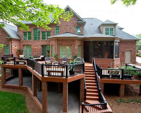 Needs a brick oven, but gorgeous nonetheless! Dream Deck, Patio Deck Designs, Real Estat, Lan Can, Decks Backyard, House With Porch, Backyard Deck, Decks And Porches, Dream Backyard