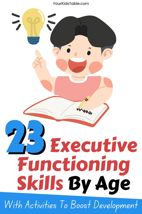 Executive function skills are something that kids can improve over time. Learn activities to improve executive function skills as well as what to executive functioning skills by age to expect from your kids. Learn strategies for kids with ADHD, sensory processing disorder, and those with cognitive impairments. Skills By Age, Executive Functioning Activities, Executive Functioning Strategies, Teaching Executive Functioning Skills, Teaching Executive Functioning, Child Development Activities, Executive Function, Executive Functioning Skills, Teaching Social Skills