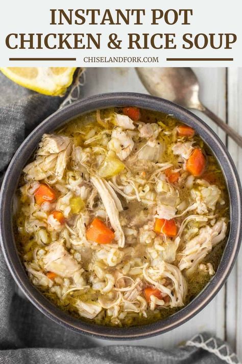 Instapot Chicken Soup, Chicken Rice Beans, Pumpkin Carrot Soup, Hearty Chicken Soup, Instant Pot Chicken And Rice, Rotisserie Chicken Soup, Instant Pot Pasta Recipe, Rice Soup Recipes, Chicken Rice Soup