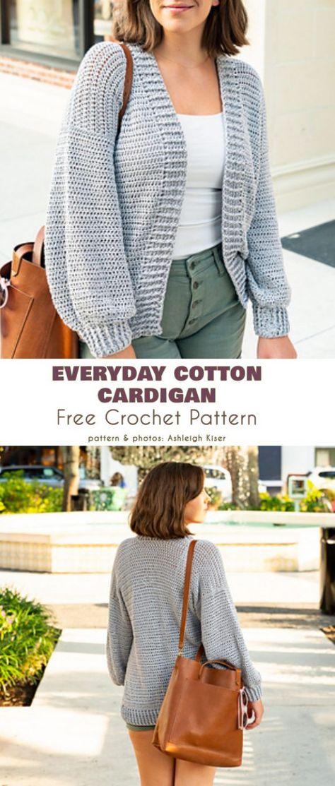 Easy Cardigan Crochet Pattern Free, Pola Kardigan, Pola Sweater, Comfy Crochet, Cardigans Crochet, Crochet Cardigan Free, Crochet Cardigan Pattern Free, Gilet Crochet, Crochet Cardigans