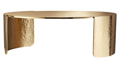 CuffGoldHammeredCoffeeTblF17 Hammered Coffee Table, Room Jewelry, Coffee Tables Wood, Golden Coffee Table, Room Inspired, Gold Coffee, Furniture Board, Soft Edges, At Home Furniture Store