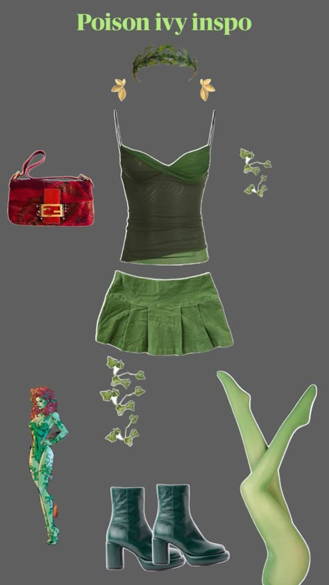 Poison Ivy Halloween Costume, Poison Ivy Costume, Ivy Costume, Poison Ivy Costumes, Rave Fits, Trio Halloween Costumes, Halloween Coustumes, Pretty Halloween Costumes, Trendy Halloween Costumes