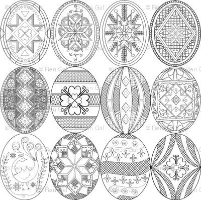 Pysanky Patterns, Slavic Design, Christmas Eggs, Pysanky Eggs Pattern, Easter Egg Coloring, Egg Coloring Page, Egg Coloring, Easter Egg Art, Carved Eggs