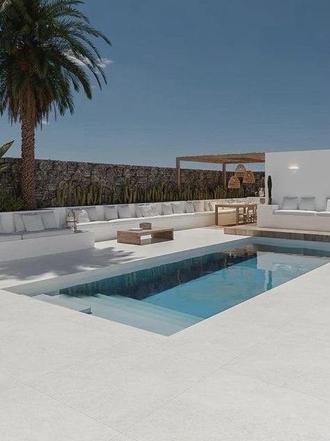 Outdoor Pool Design, Mediterranean Pool Design, Pool Paving, Inground Pool Landscaping, Pool Pavers, Pool House Designs, Minimalism Design, Villa Pool, Expect Nothing