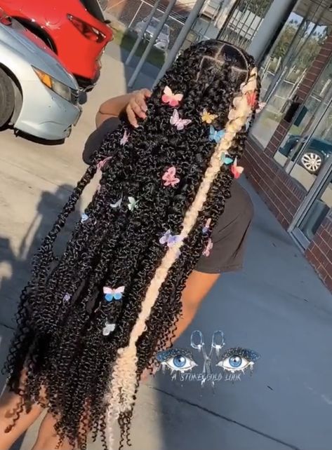 Cute Birthday Hairstyles Braids, Butterfly Hairstyle Braid Hair, Jumbo Butterfly Braids, Black Teen Girl Hairstyles, Passion Box Braids, Cute Hairstyles Braids Black, Bohemian Braids Natural Hair, 6th Grade Hairstyles, Butterfly Knotless Braids