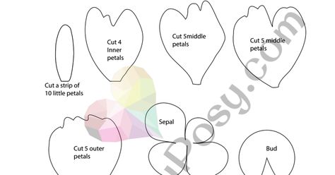 Paper peony template - DreamyPosy.pdf Felt Peony Template, Peony Petal Template, Peony Template Free Printable, Peony Template, Petals Template, Paper Flower Instructions, Paper Peony Template, Wrap A Bouquet, Crepe Paper Peony