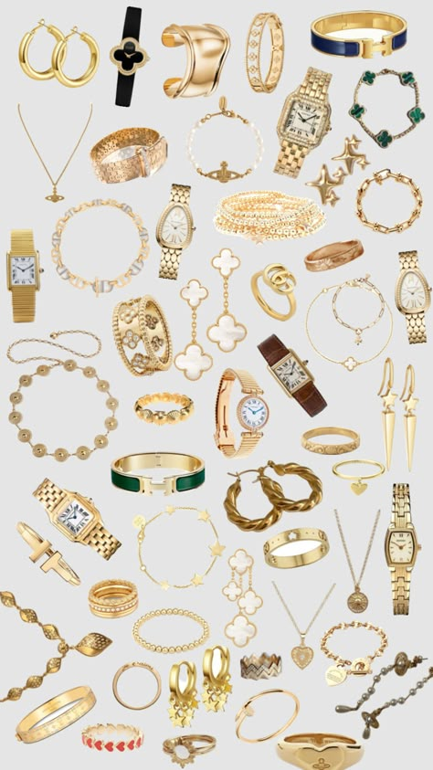 GOLD !!!🌟🪩🍸 #gold #goldjewelry #jewelry #inspo #serenavanderwoodsen #hermes #viviennewestwood #dior 1 Million Followers, In The Feels, Jewelry Closet, Preppy Jewelry, Luxe Jewelry, Jewelry Accessories Ideas, Girly Accessories, The Feels, Jewelry Fashion Trends