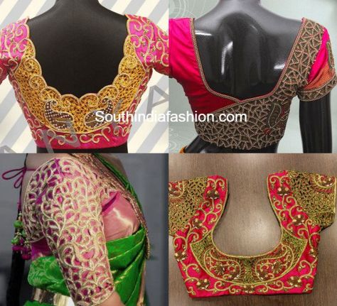 cut work blouse designs for silk pattu kanjeevaram bridal sarees by anya Pattu Saree Blouse Designs Simple Latest, Blouse Designs For Silk Sarees, Simple Maggam Work Blouse, Simple Maggam Work, Neck Blouse Designs, Cut Work Blouse, Latest Saree Blouse, Indian Blouse Designs, Blouse Images