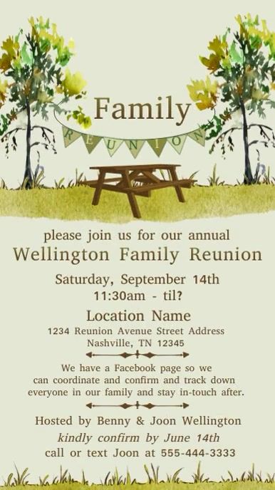 170 Free Templates for 'Family reunion invitation template' Reunion Name Tags, Family Reunion Banners, Family Reunion Invitations Templates, Family Reunion Activities, Reunion Invitation, Family Reunion Invitations, Bbq Party Invitations, Reunion Invitations, Family Reunion Planning