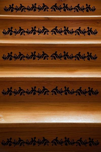 Stair Riser Ideas, Ranch House Interior Design, Stenciled Stairs, Staircase Decals, Redo Stairs, Stair Riser Vinyl, Stairs To Heaven, Stair Decals, Moroccan Tiles Pattern