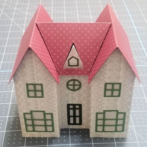 Cardboard House Template Free Printable, Cardboard House Template Free Printable Patterns, Christmas House Template, Cardboard House Template, Puts Houses, Easter Village, Tea Light Crafts, Cottage In The Forest, Cricut Explore Air Projects