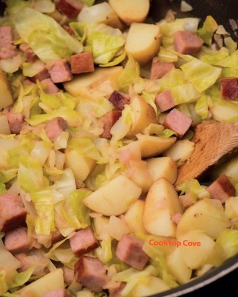 My Southern hubby loves his ham and cabbage. This easy dish keeps him satisfied during the week Cabbage Potatoes And Ham, Ham Cabbage And Potatoes Crockpot, Boiled Dinner With Ham And Cabbage, Ham And Cabbage Recipes, Ham Cabbage And Potatoes, Ham And Cabbage Recipe, Fried Cabbage And Potatoes, Ham Cabbage, Cabbage Potatoes