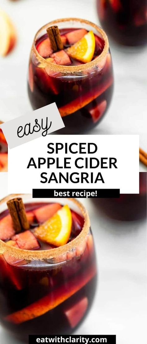 Cinnamon Apple Cider Sangria Candy Apple Sangria, Fall Pitcher Drinks, Cinnamon Sangria, Thanksgiving Sangria, Easy Sangria, Fall Sangria Recipes, Gluten Free Fall Recipes, Red Sangria Recipes, Apple Sangria