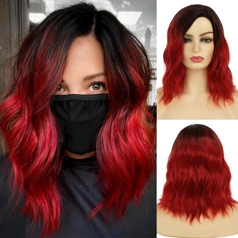 PRICES MAY VARY. Material:Heat Resistant Synthetic Fiber, Which is Soft Durable and Charming. Color:Ombre Red Wig.Short Wavy Wig Perfect for Carnivals,Theme Party,Halloween,Costume and Daily Use. Packaged Included : 1 x High Quality Wig + 1 x Free Wig Cap Size: This Short Red Bob Wig's Cap is Adjustable,Can be Intertwined to Suit Most Different Head Sizes. Warm Tips:Synthetic Ombre Red Women Wig Happened to Minimum Shedding and Tangling When You Wear for The First Time Which is Normal.After Pack Curly Wavy Bob, Red Bob, Red Wig, Wavy Bob, Cosplay Hair, Halloween Wigs, Wig Short, Natural Wigs, High Quality Wigs